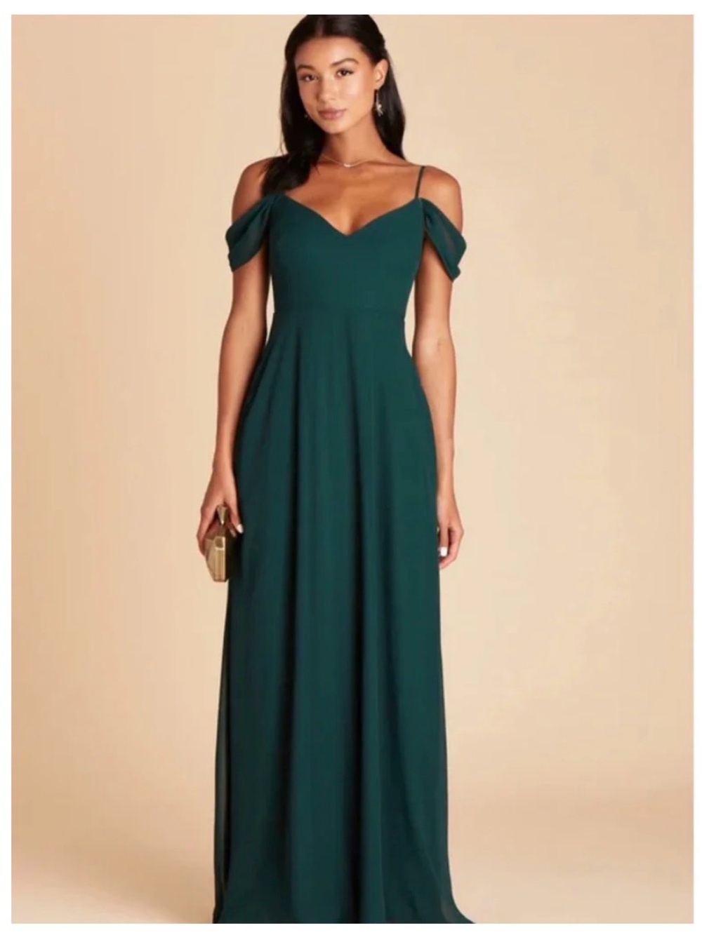 Birdy Grey Emerald Green Off-Shoulder Maxi Dress
